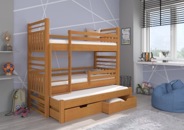 Pat copii ADRK HIPPO – 80x180 cm – cu somieră inclusă – cu ladă de depozitare – Arin – SKU CH-Hip-Al-190+M-E1888
