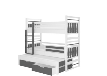 Pat copii ADRK HIPPO – 90x200 cm – Alb / Gri – fotografie de catalog a modelului