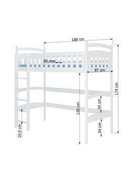 Pat copii ADRK MIAGO – 80x180 cm – Pin – imagine de prezentare din galeria produsului