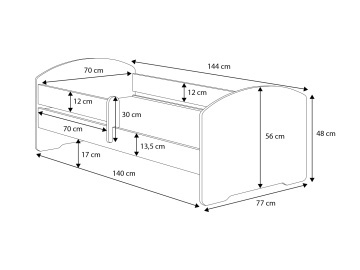 Pat copii ADRK PEPE – 70x140 cm – Alb – vedere generală a produsului – cadru alternativ al produsului
