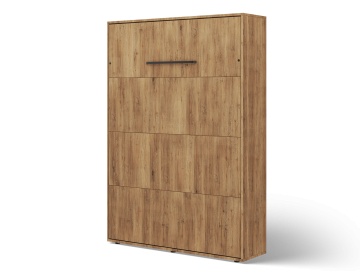 Pat rabatabil ADRK Vivario 140 – 140x200 cm – Stejar Artisan – închis, vedere trei sferturi a corpului tip dulap