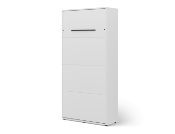 Pat rabatabil ADRK Vivario 90 – 90x200 cm – Alb – închis, vedere trei sferturi a corpului tip dulap