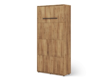 Pat rabatabil ADRK Vivario 90 – 90x200 cm – Stejar Artisan – închis, vedere trei sferturi a corpului tip dulap