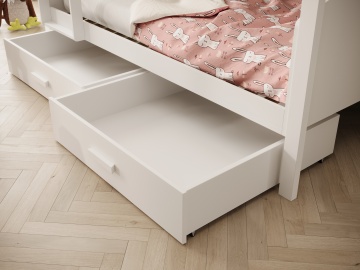 Pat supraetajat ADRK copii Jori – 80x170 cm – Alb – vedere generală a produsului – prezentare suplimentară a modelului