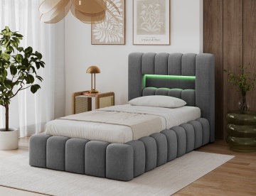 Pat tapițat ELTAP Lamica, 90x200 cm, gri, Nube 4 – prezentare vizuală a designului – cadru alternativ al produsului