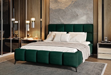 Pat tapițat ELTAP Mist, 140x200 cm, verde închis, Lukso 35, CU SOMIERĂ, CU LADĂ