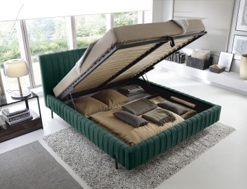 Pat tapițat ELTAP Plissa Bed, 140x200 cm, verde închis, Nube 35 – vedere generală a produsului