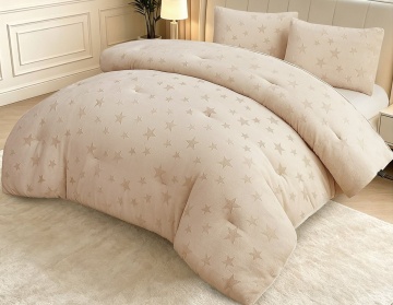 Set pilotă plușată gofrată Johnnie Home 200x230 cm + 2 fețe de pernă 50x70 cm, bej, 3 piese
