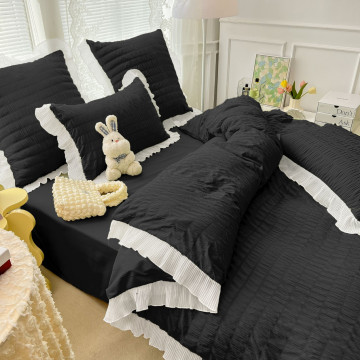 lenjerie de pat creponata de culoare negru
