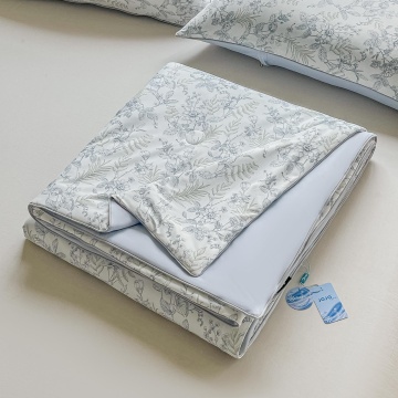 Pilotă de vară pliată JOJO HOME bleu ice cu imprimeu floral gri 200x230 cm