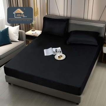 Husa de pat impermeabila cu elastic, policoton, 90/160/180x200 cm, Negru, HIJ-04