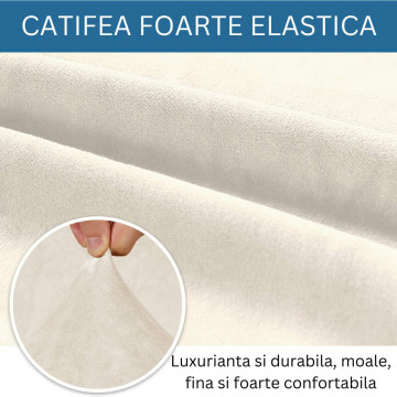 husa catifea canapea 3 locuri culoare crem