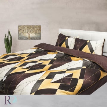 Lenjerie de pat Aliana, 100% bumbac satin, maro / negru, Roxyma Dream – imagine de catalog a produsului