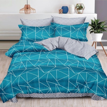 Lenjerie de pat cu cearceaf cu elastic, 6 piese, policoton, 200x230 cm, T309