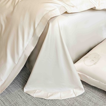 Lenjerie JoJo Home crem cu broderie florală, 100% bumbac satinat Premium