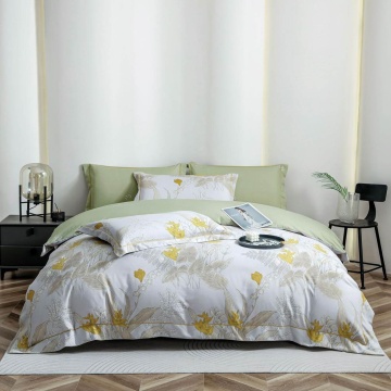 lenjerie de pat din finet gros cu broderie si elastic, pentru pat dublu, culoare bleu / verde