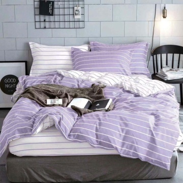 Lenjerie Pat Policotton 4 Piese | Johnny Home | Lavender Stripes | Mov | 200×230 cm