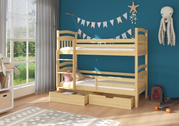 Pat copii ADRK ADA – 90x200 cm – cu somieră inclusă – cu ladă de depozitare – cu barieră de protecție – Pin – SKU CH-ADA-PINE-208-E1472