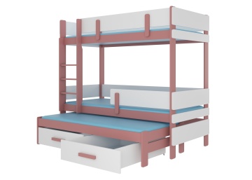 Pat copii ADRK ETAPO – 80x180 cm – Roz / Alb – fotografie de catalog a modelului – cadru alternativ al produsului
