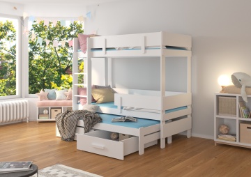 Pat copii ADRK ETAPO – 90x200 cm – cu ladă de depozitare – Alb – SKU CH-Eta-W-208-E1100