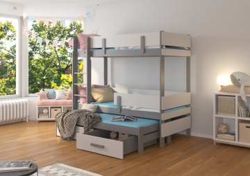 Pat copii ADRK ETAPO – 90x200 cm – cu ladă de depozitare – Gri