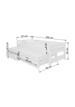 Pat copii ADRK FRAGA – 90x200 cm – Alb / Albastru – vedere generală a produsului