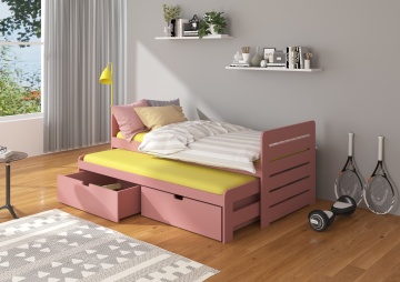 Pat copii ADRK TOMI – 80x180 cm – Roz – prezentare completă a produsului – prezentare suplimentară a modelului