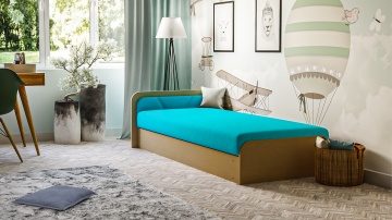 Pat ELTAP Parys, 80x190 cm, albastru, Alova 29 BONELL INTEGRATĂ – prezentare vizuală a designului
