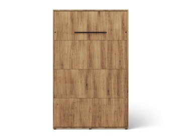 Pat rabatabil ADRK Vivario 120 – 120x200 cm – Stejar Artisan – închis, vedere frontală tip dulap cu mâner negru