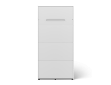 Pat rabatabil ADRK Vivario 90 – 90x200 cm – Alb – închis, vedere frontală tip dulap cu mâner negru
