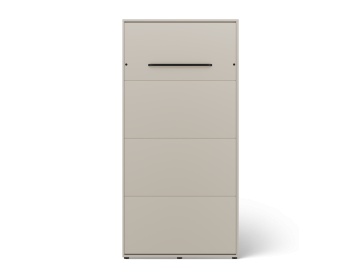Pat rabatabil ADRK Vivario 90 – 90x200 cm – Cașmir – închis, vedere frontală tip dulap cu mâner negru