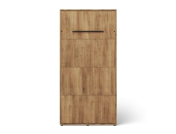 Pat rabatabil ADRK Vivario 90 – 90x200 cm – Stejar Artisan – închis, vedere frontală tip dulap cu mâner negru