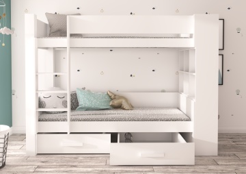 Pat supraetajat ADRK copii GARET – 80x180 cm – Alb / Antracit – prezentare alternativă a modelului – cadru alternativ al produsului