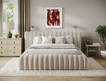 Pat tapițat ELTAP Carilla Bed, 160x200 cm, bej, Monolith 04 – prezentare alternativă a modelului
