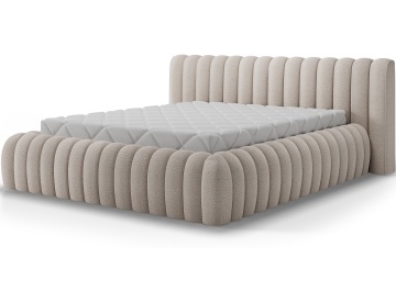 Pat tapițat ELTAP Carilla Bed, 160x200 cm, bej, Royal 18, CU SOMIERĂ METALICĂ, Mecanism pe gaz, CU LADĂ