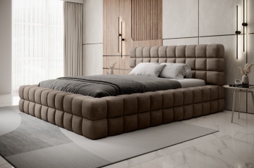 Pat tapițat ELTAP Dizzle Bed, 160x200 cm, bej închis, Amore 20 – prezentare vizuală a designului
