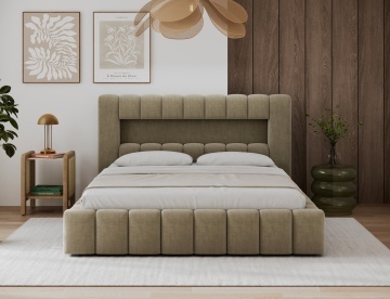Pat tapițat ELTAP Lamica, 140x200 cm, maro deschis, Monolith 09 – prezentare alternativă a modelului – cadru alternativ al produsului