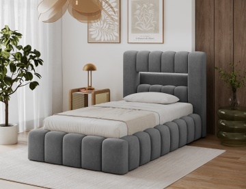 Pat tapițat ELTAP Lamica, 90x200 cm, gri, Nube 4 – fotografie de catalog a modelului – cadru alternativ al produsului