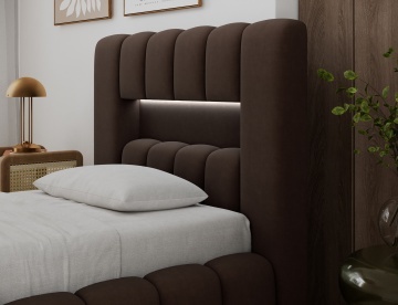 Pat tapițat ELTAP Lamica, 90x200 cm, maro închis, Nube 22 – imagine suplimentară din galeria modelului – cadru alternativ al produsului