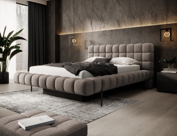 Pat tapițat ELTAP Magentta, 160x200 cm, maro, Amore 20 – prezentare completă a produsului