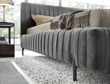 Pat tapițat ELTAP Plissa Bed, 140x200 cm, gri, Velvetmat 4 – imagine de prezentare din galeria produsului