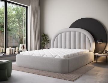 Pat tapițat ELTAP Tapedo Bed, 180x200 cm, Light grey, Amore 01 – prezentare vizuală a designului