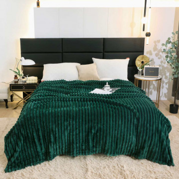 Patura Cocolino simpla, model dungi in relief, 200x230 cm, verde inchis, PJ-62