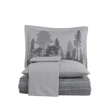 Set complet lenjerie pat Tully gri Hobby Home ambalat pe pat