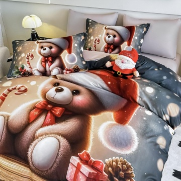 set lenjerie pat Crăciun imprimeu digital 5D Ursuleț Jojo Home