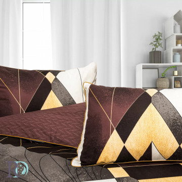 Lenjerie de pat Aliana, 100% bumbac satin, maro / negru, Roxyma Dream – prezentare vizuală a produsului