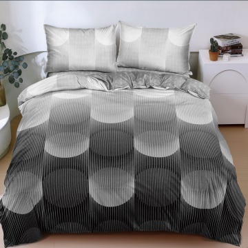 Lenjerie de pat cu model geometric gri degrade, 4 piese, policoton
