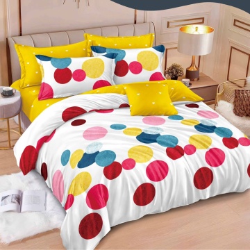 Lenjerie de pat Johnny Home Pucioasa, 6 piese, finet, model buline colorate galben, 2 persoane