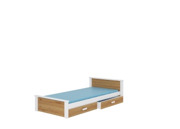 Pat copii ADRK ALDEX – 90x200 cm – Alb / Stejar Artisan – fotografie de catalog a modelului