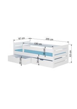 Pat copii ADRK BEMMA – 90x200 cm – Pin natural – vedere generală a produsului